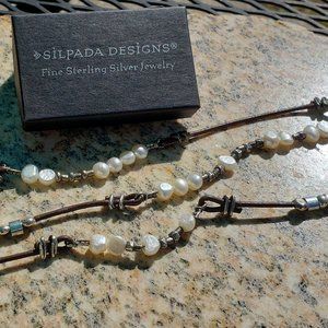 Silpada Sterling Silver Pearl & Leather Necklace